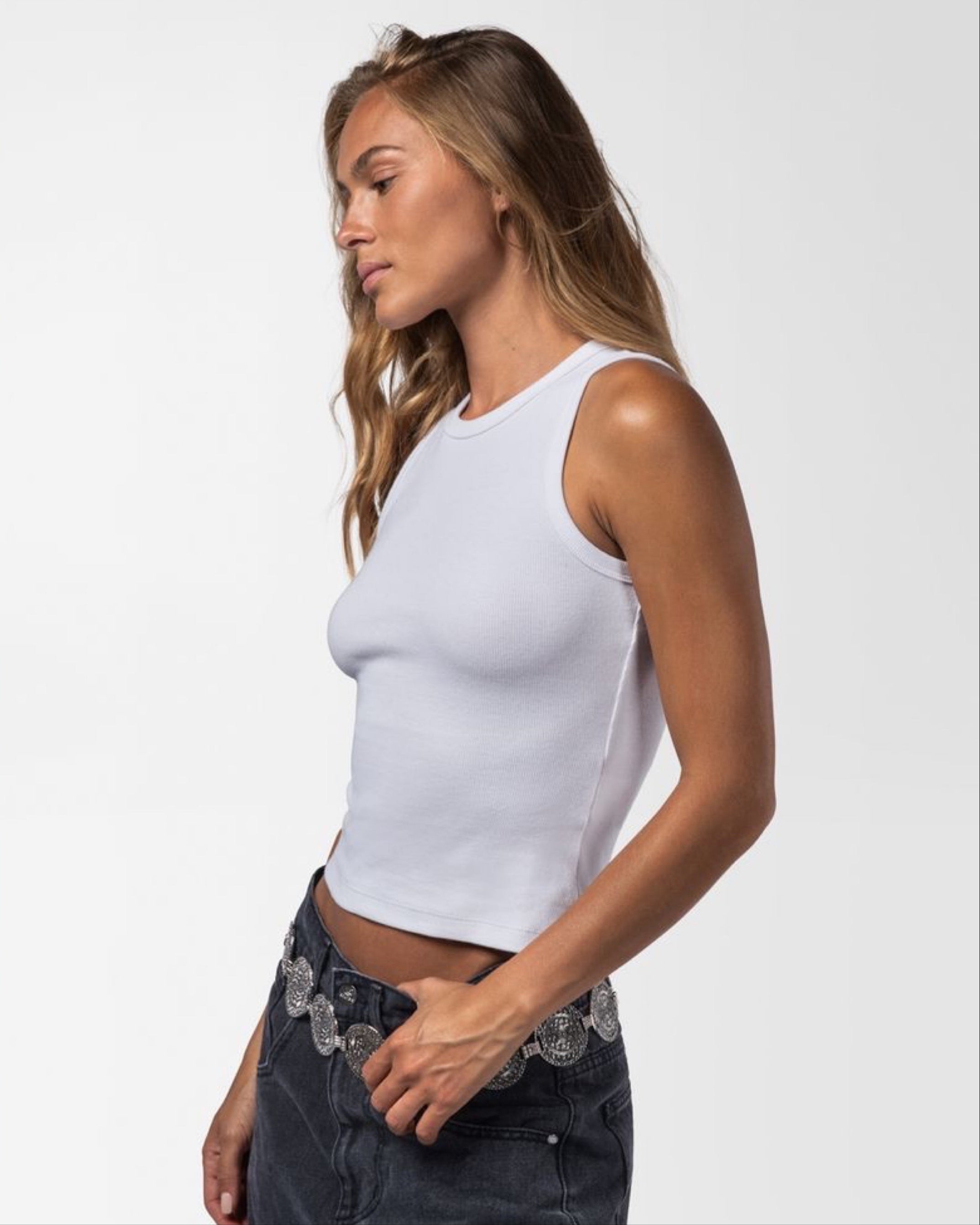 Holly Rib Contour Tank White