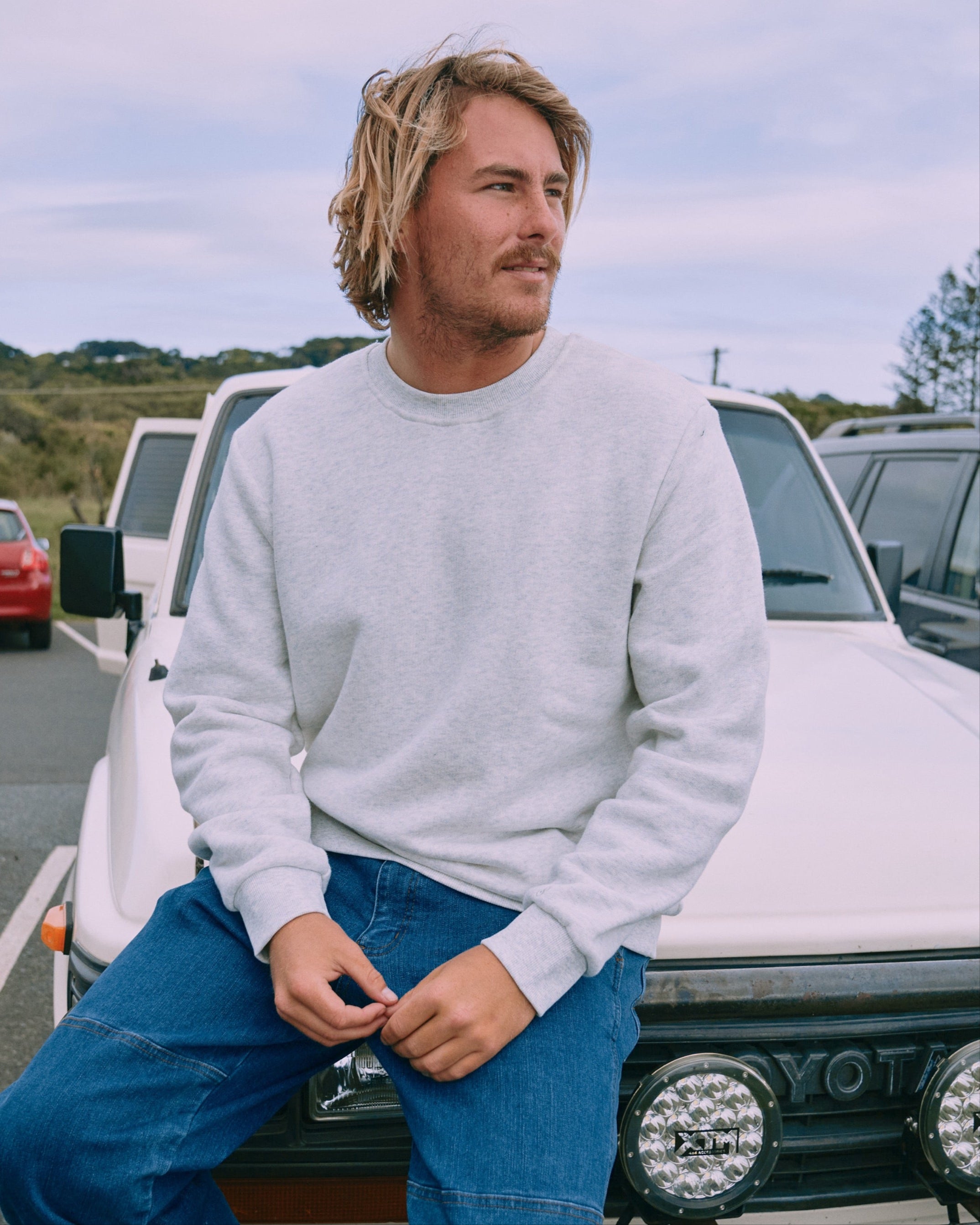 Aspen Heavy Crew Sweater White Heather