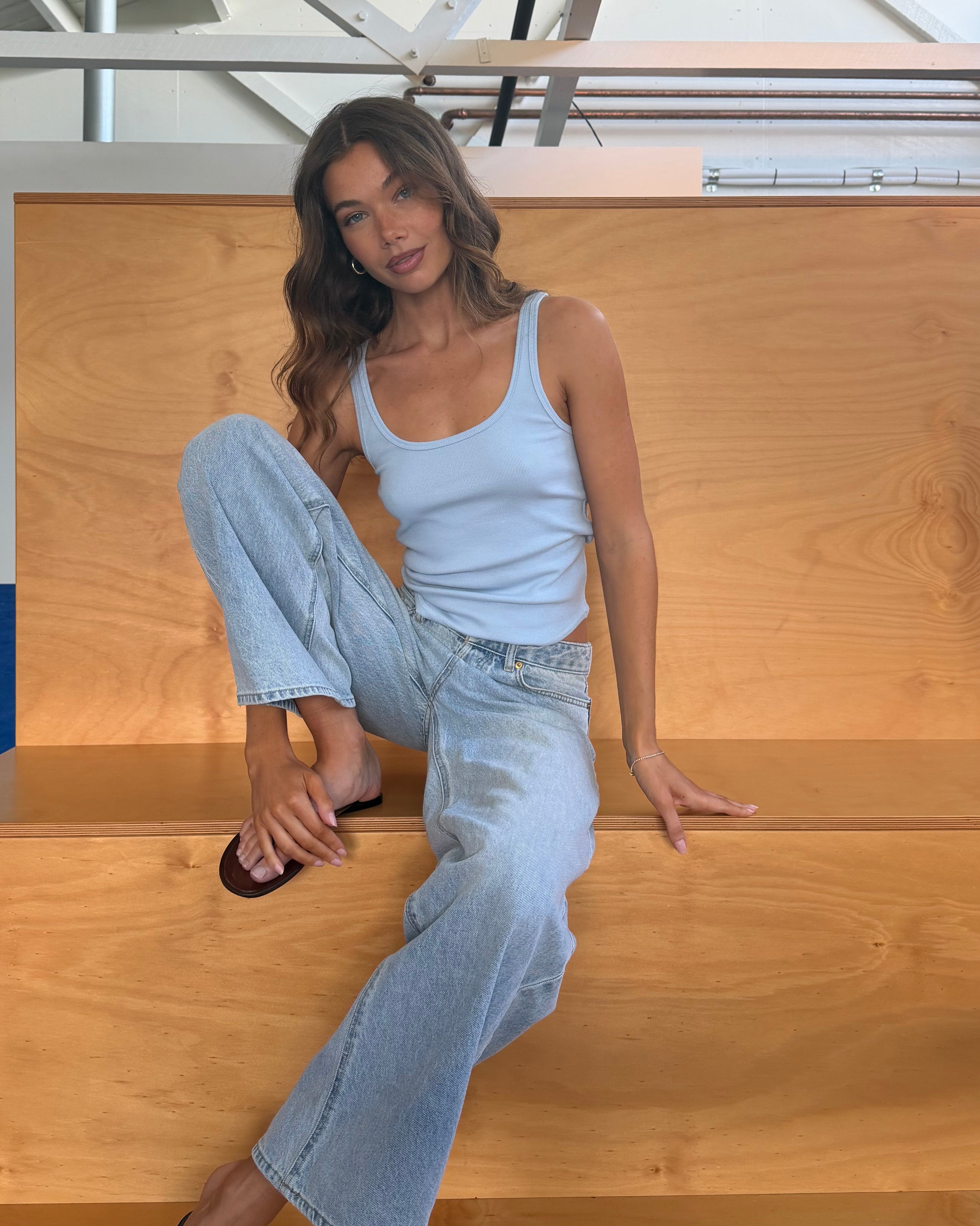 Lucy Scoop Tank Powder Blue