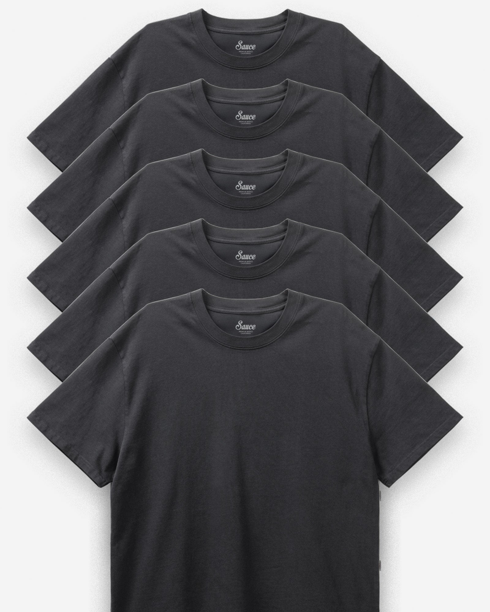 Austin Oversized Tee - 5 Pack Bundle Black Tees Sauce Basics
