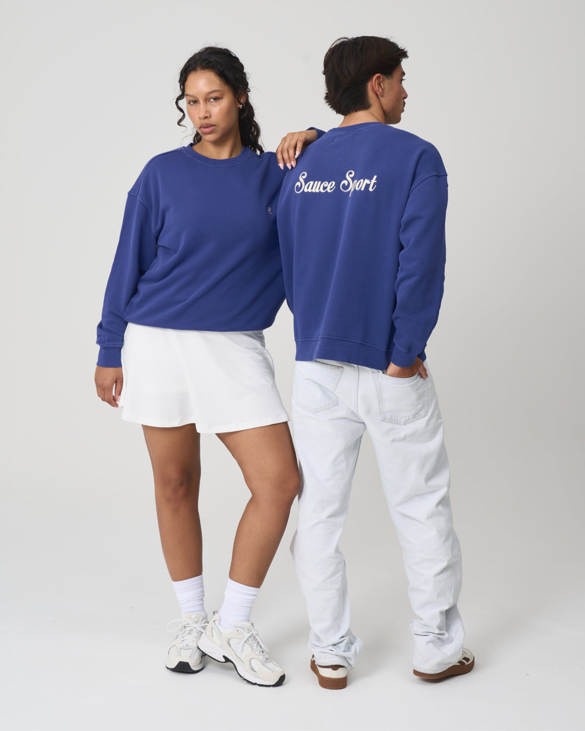 Sauce Sport Unisex Crew Sweater Washed Blue