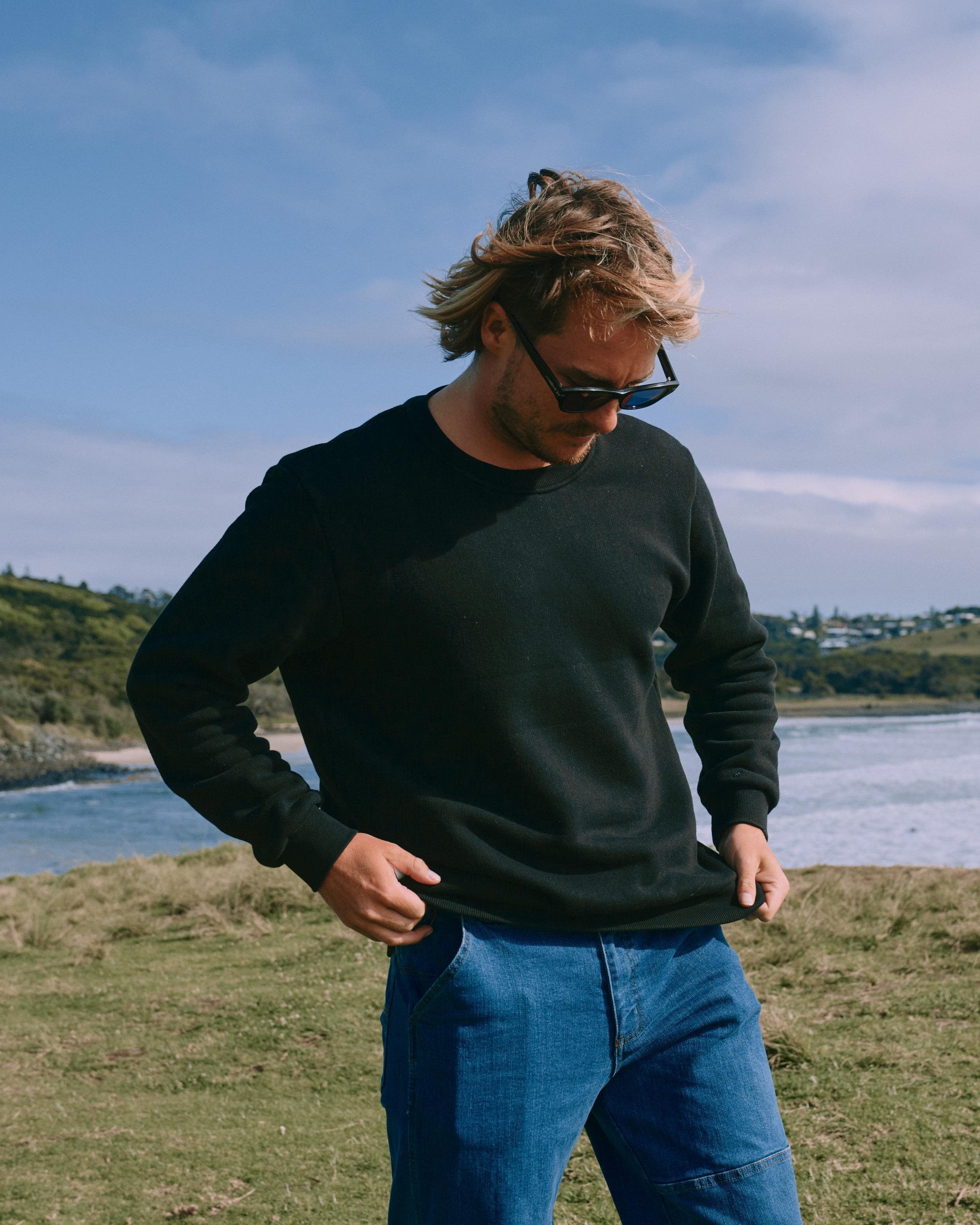 Aspen Heavy Crew Sweater Black Crewnecks The Sauce Basics