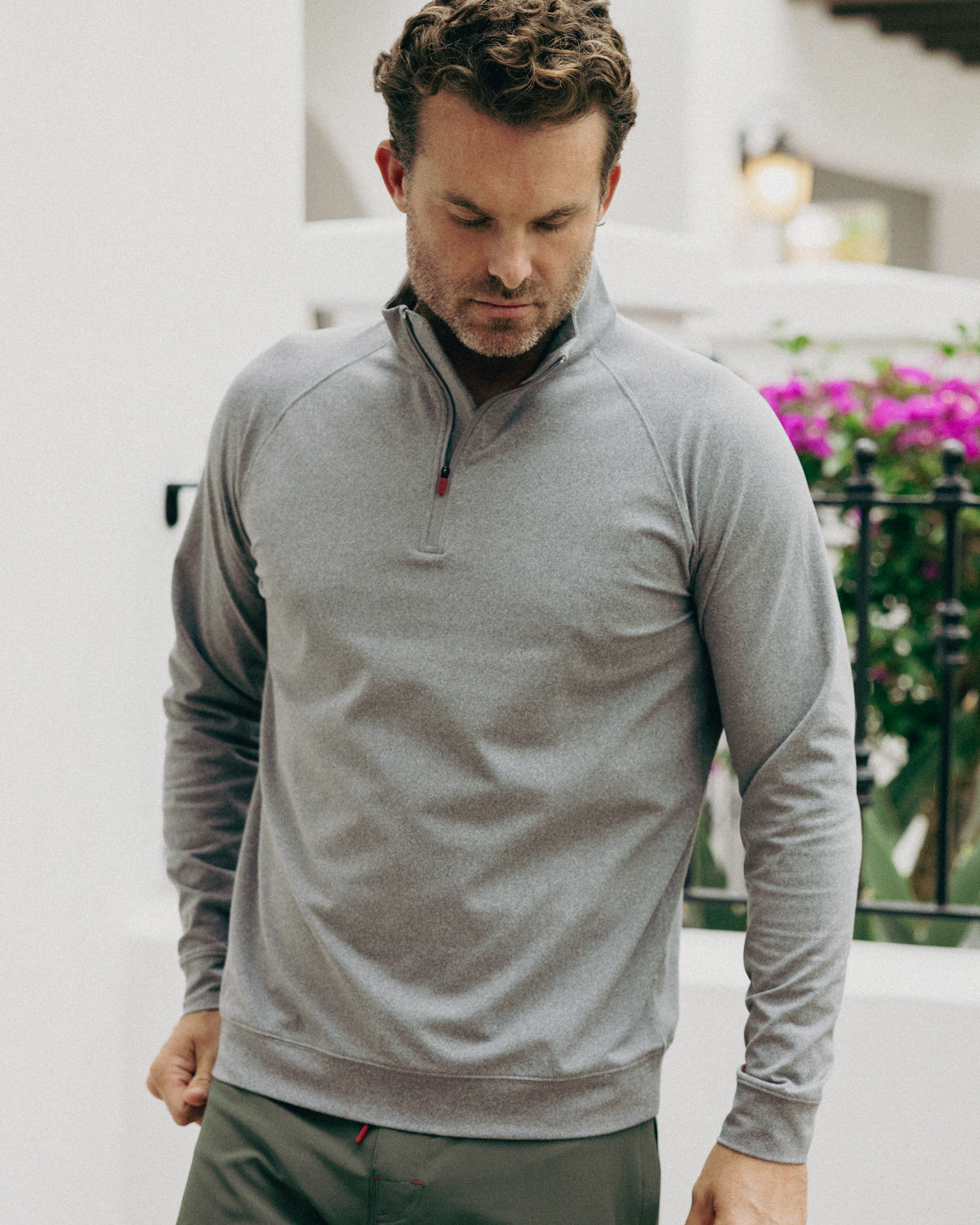 LuxeLoom LS Quarter Zip Heather Grey Sweaters The Sauce Basics