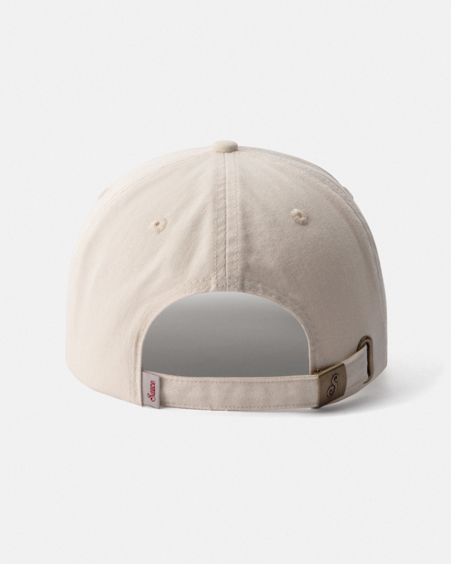 Beige baseball cap with gray back on a white background
