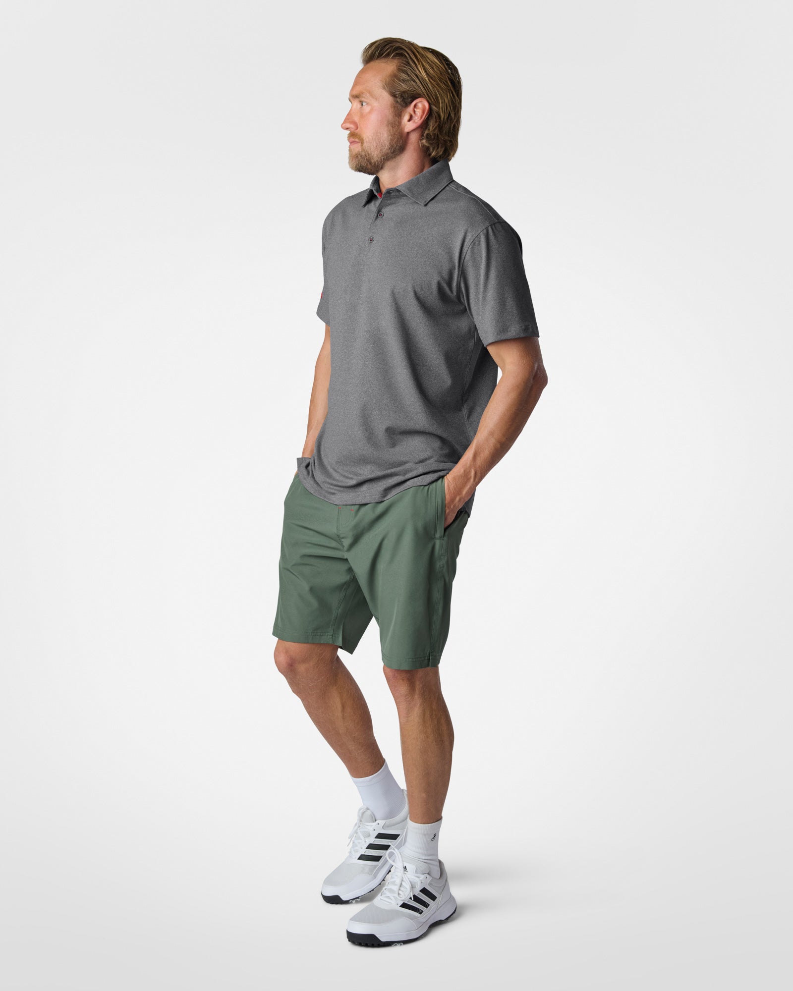 Luxeloom SS Performance Polo Shirt Heather Grey Polos The Sauce Basics
