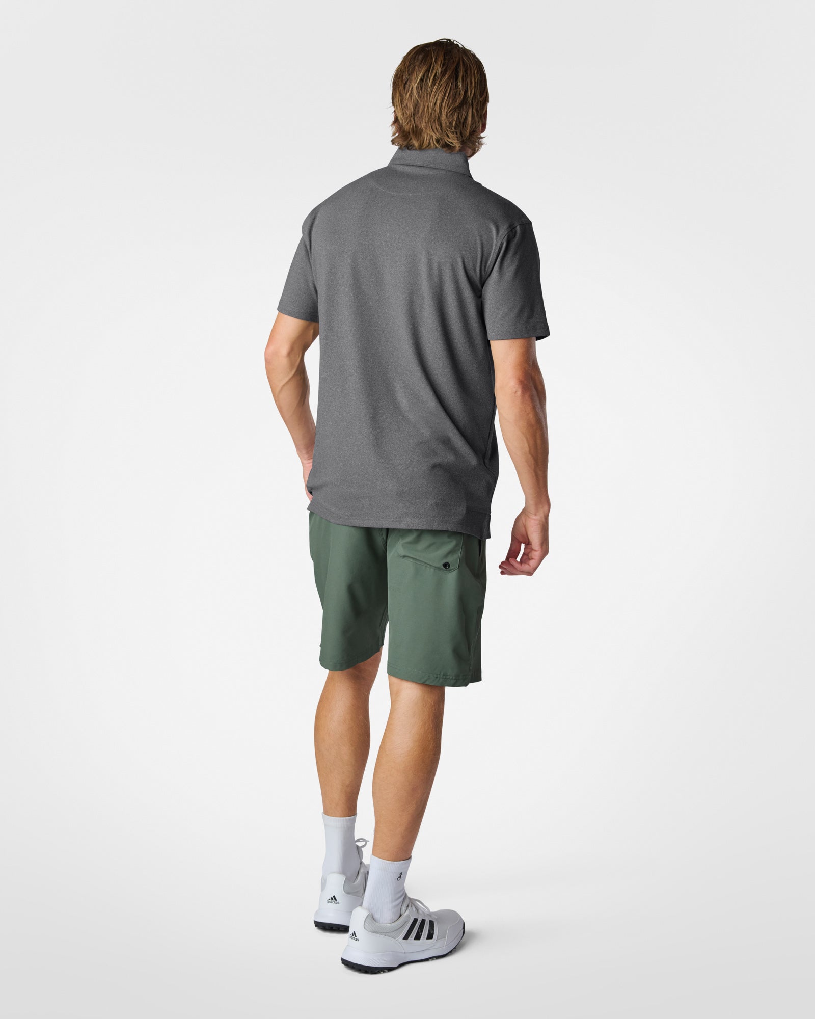 Luxeloom SS Performance Polo Shirt Heather Grey Polos The Sauce Basics