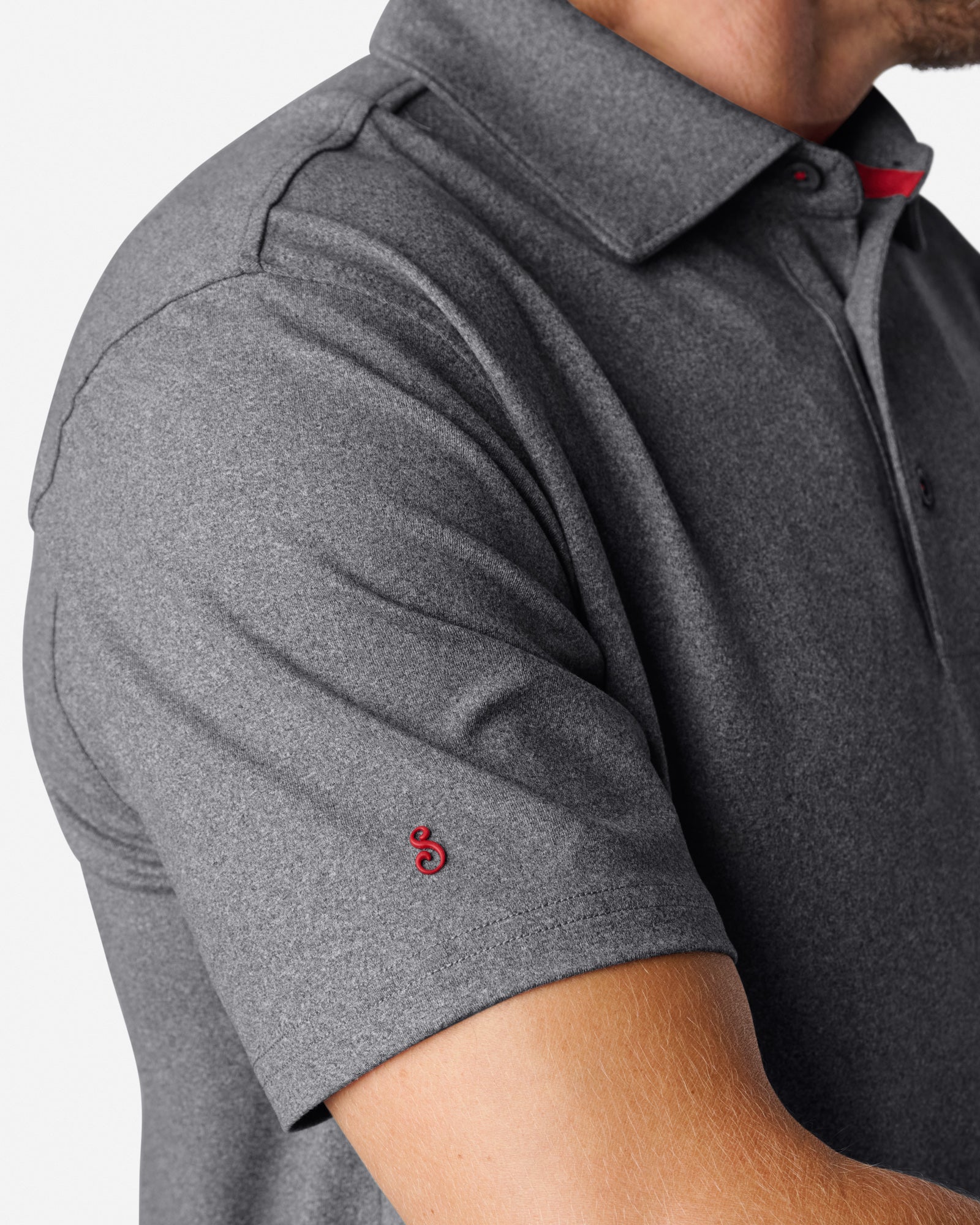 Luxeloom SS Performance Polo Shirt Heather Grey Polos The Sauce Basics