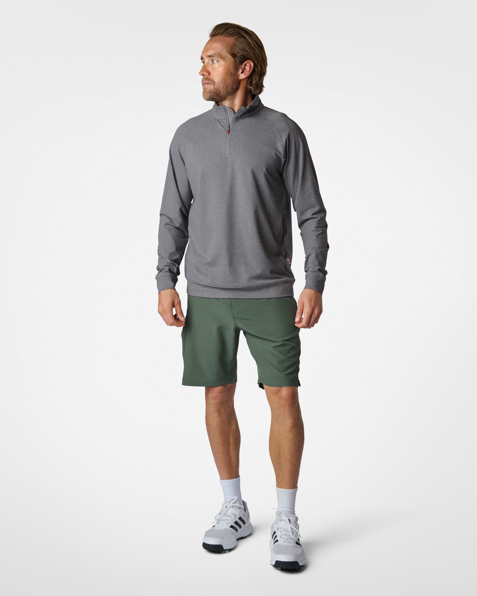 LuxeLoom LS Quarter Zip Heather Grey Sweaters The Sauce Basics