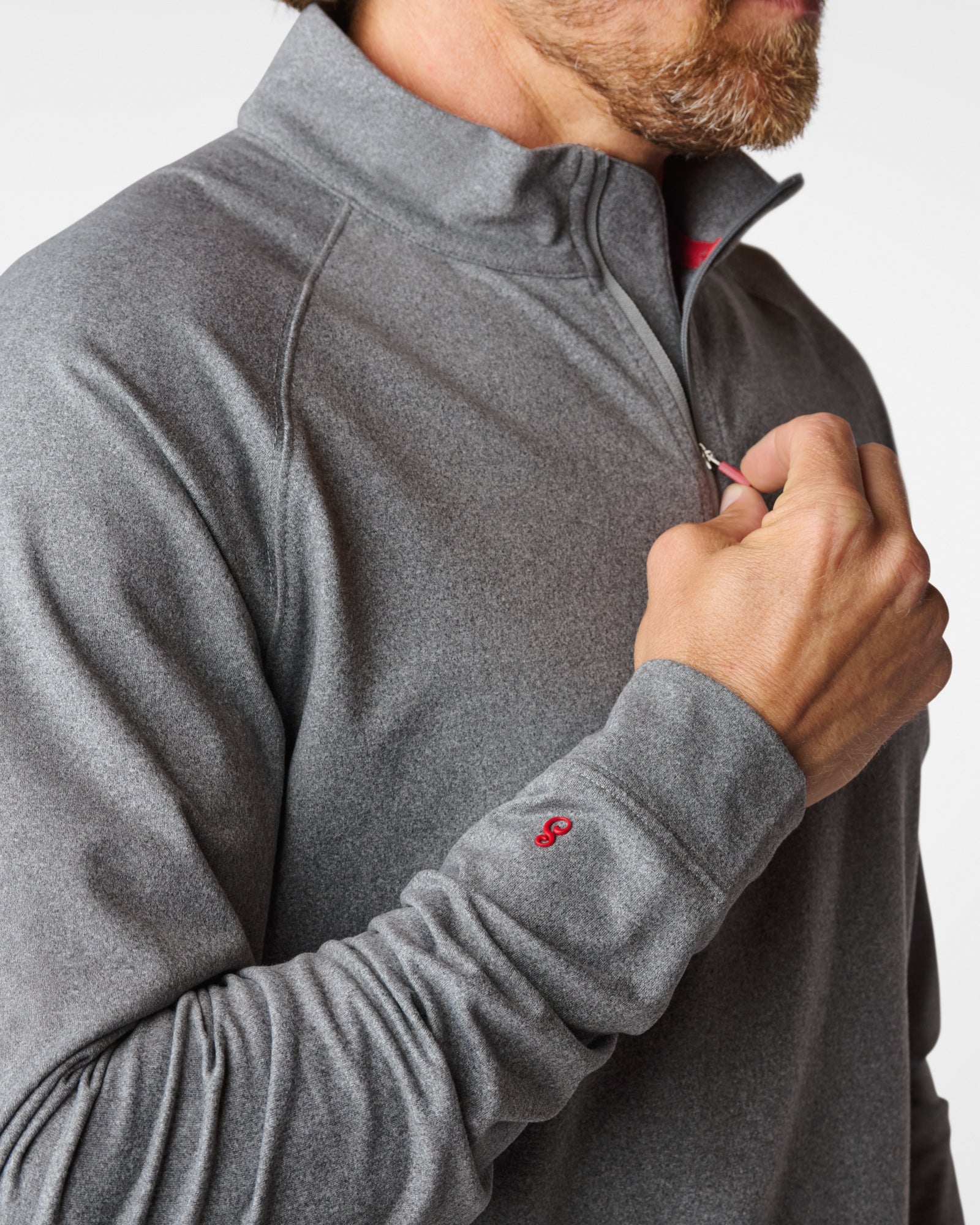 LuxeLoom LS Quarter Zip Heather Grey Sweaters The Sauce Basics