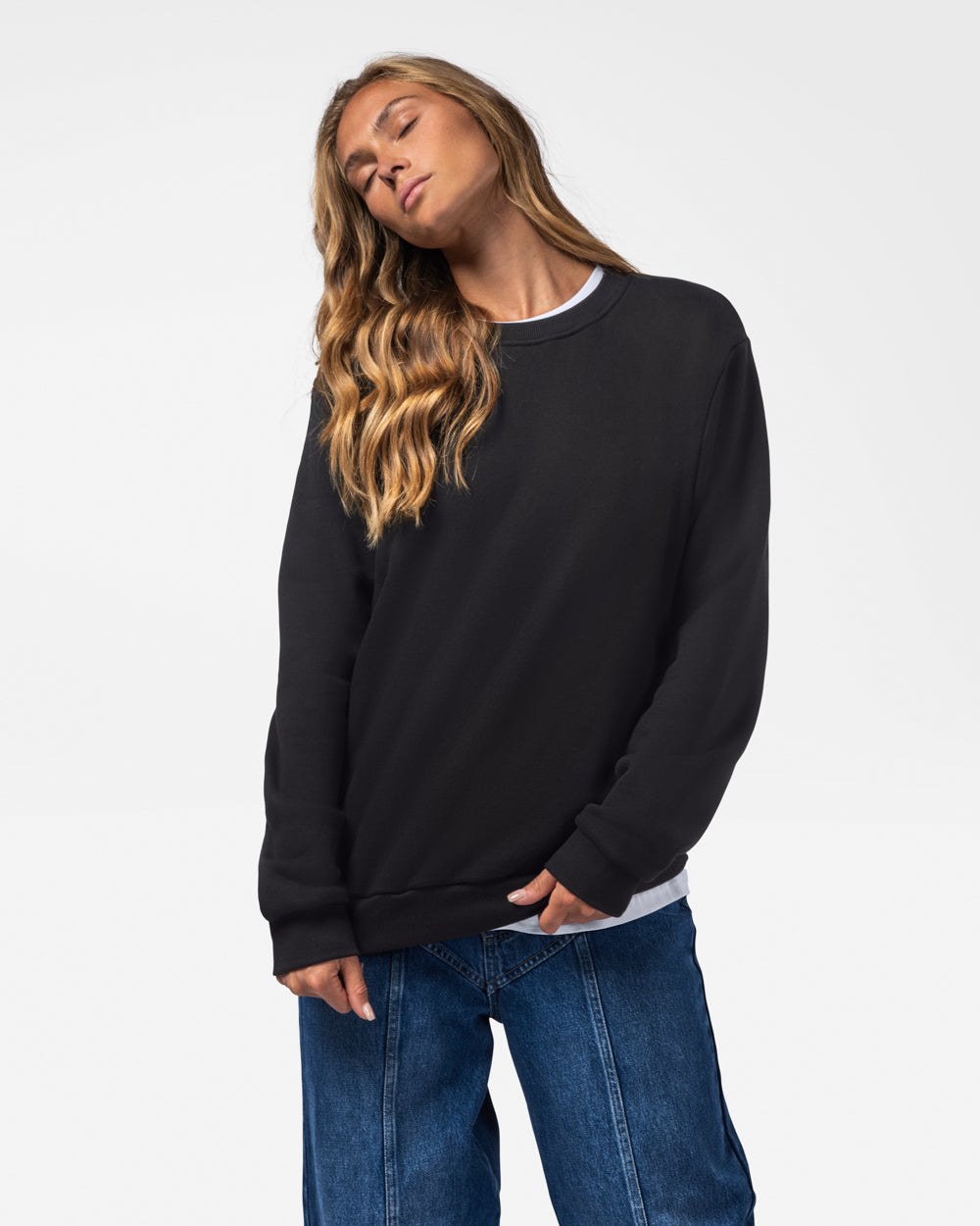 Aspen Heavy Crew Sweater Black Crewnecks The Sauce Basics