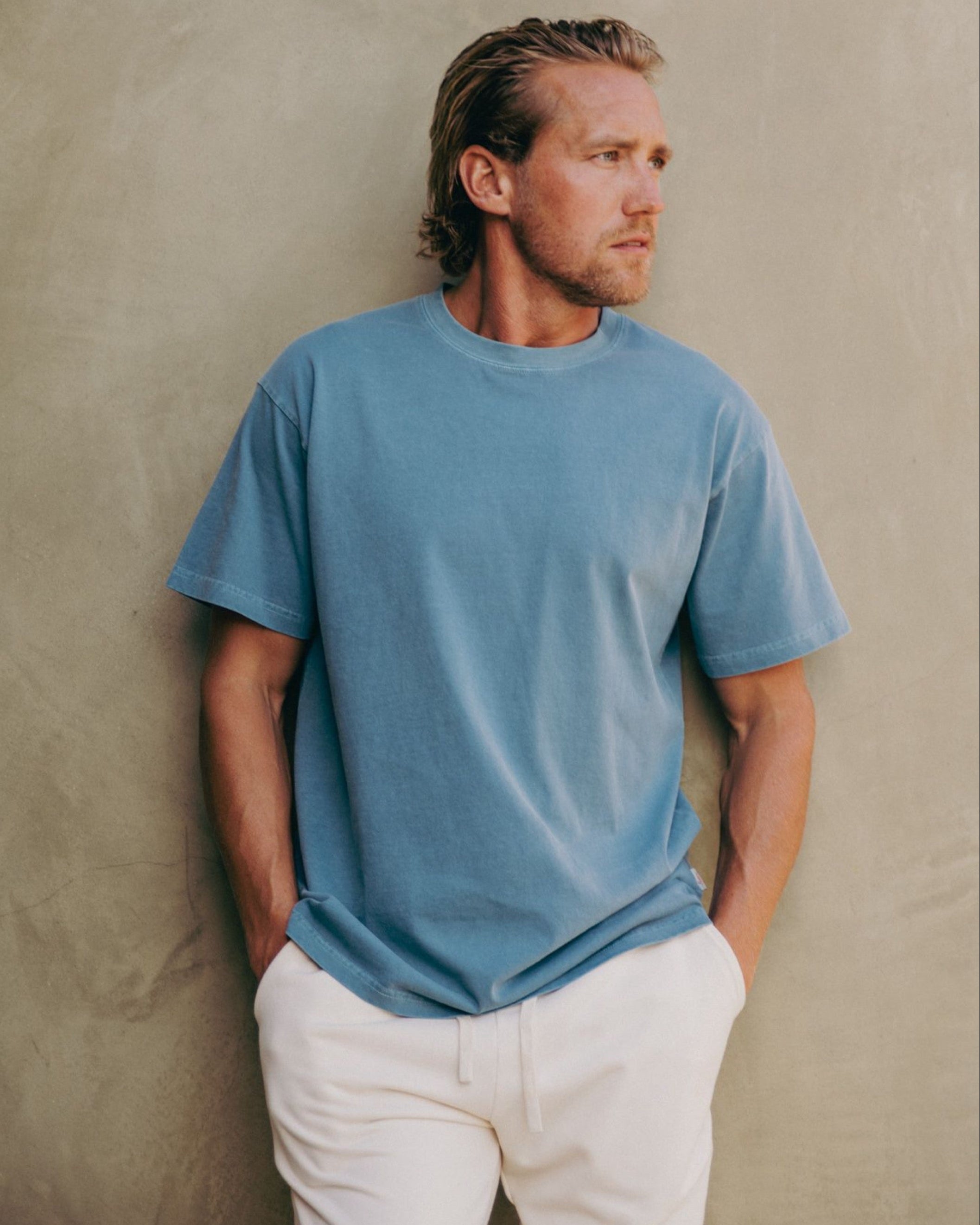 Garment-Dyed Tee Petrol Blue