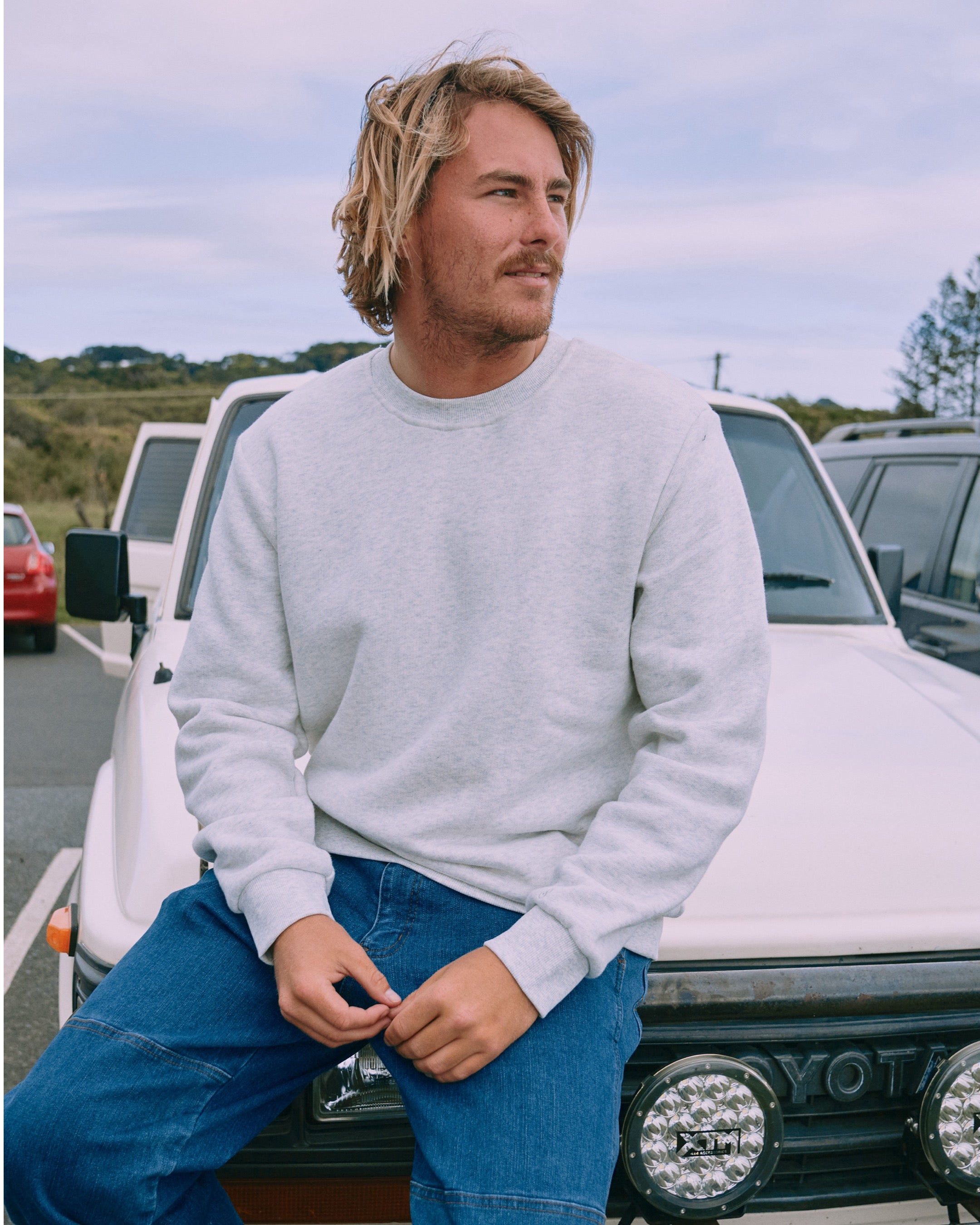 Aspen Heavy Crew Sweater White Heather