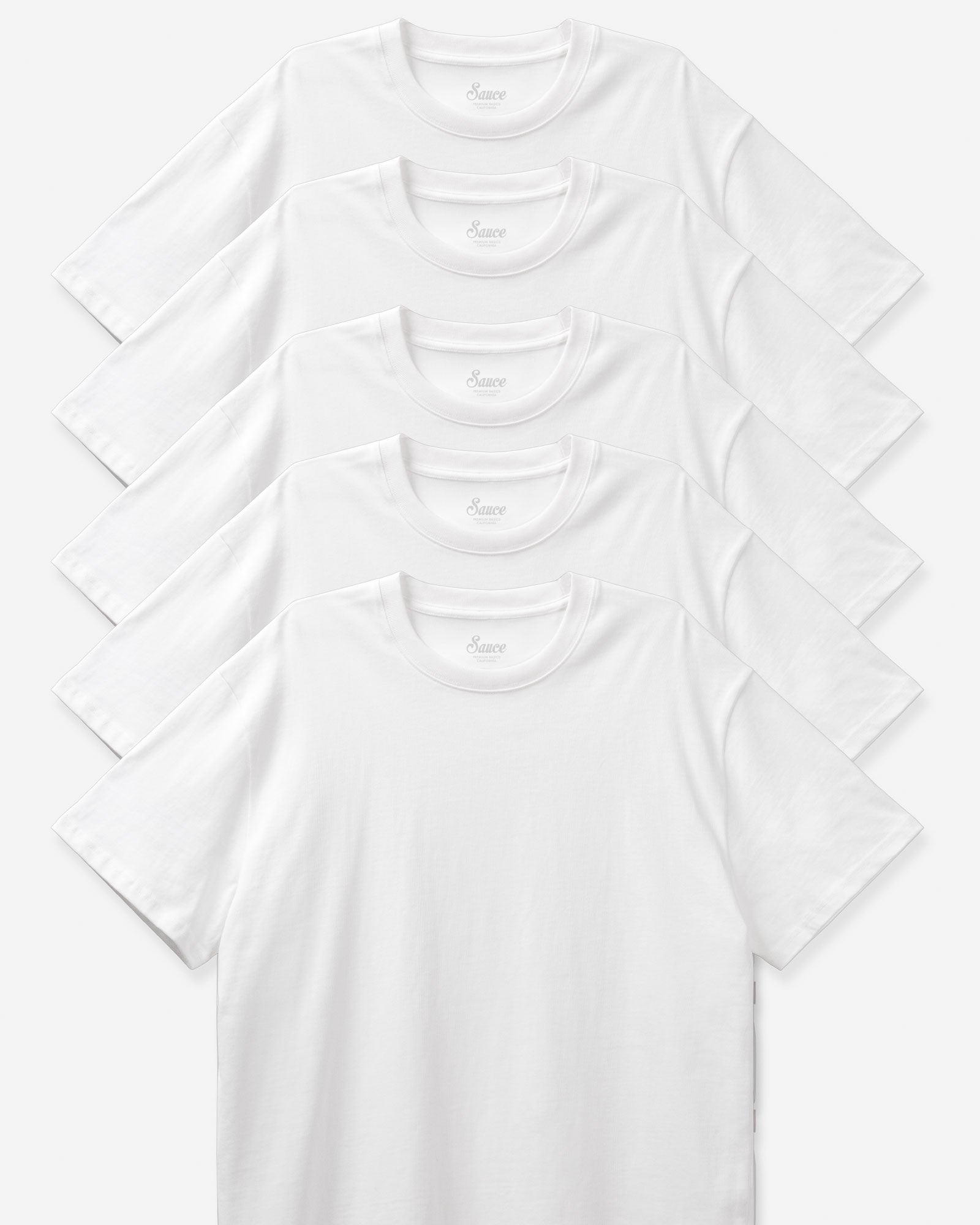 Austin Oversized Tee - 5 Pack Bundle White Tees Sauce Basics