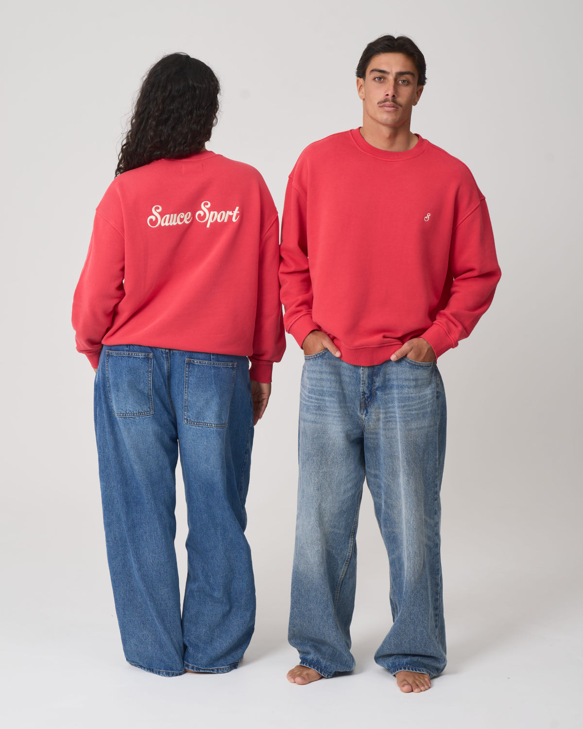 Sauce Sport Unisex Crew Sweater Washed Red