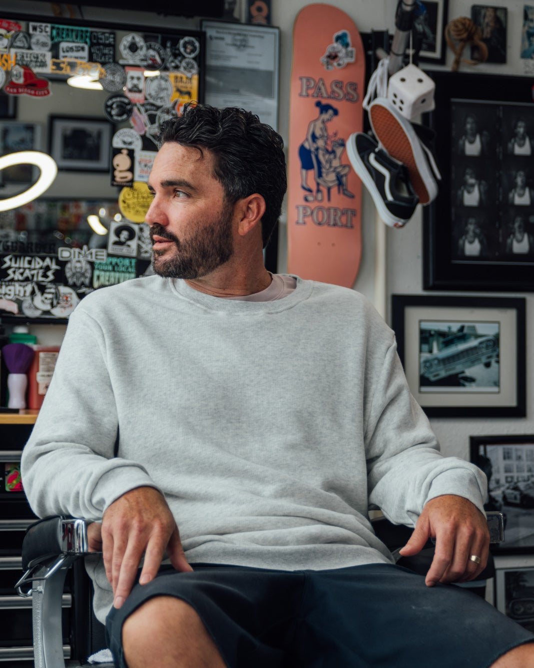 Aspen Heavy Crew Sweater White Heather Crewnecks The Sauce Basics