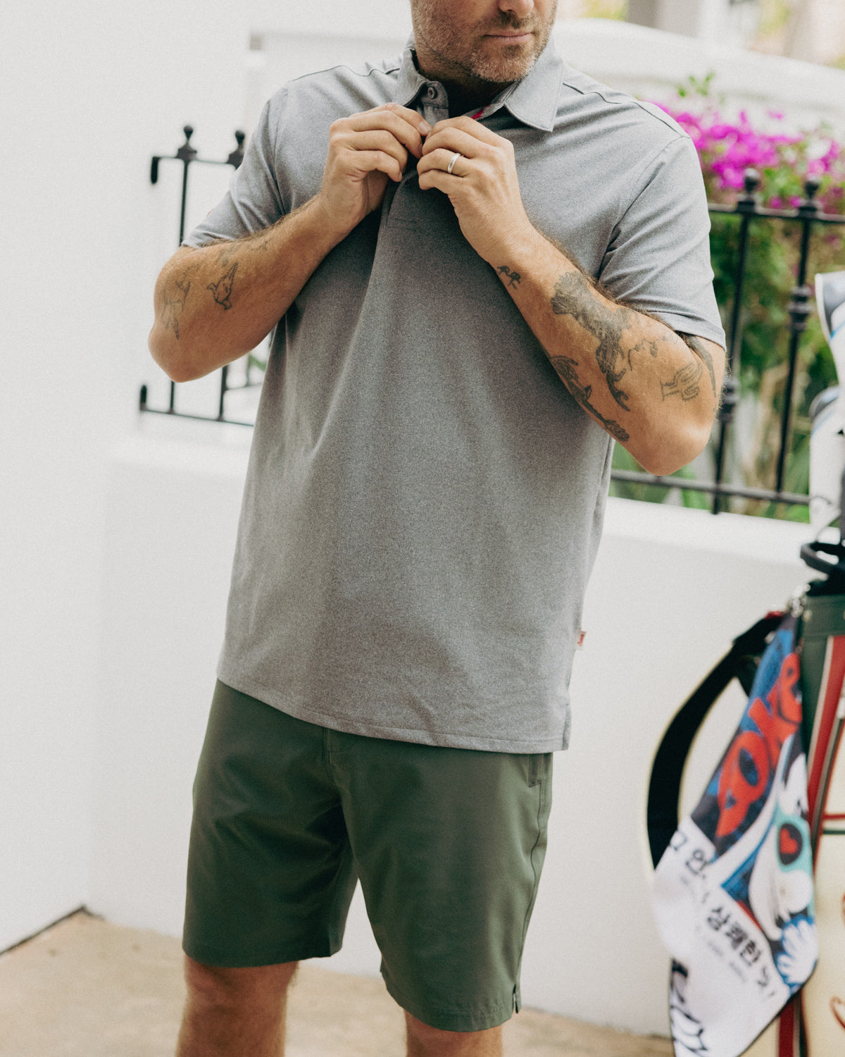 Luxeloom SS Performance Polo Shirt Heather Grey Polos The Sauce Basics