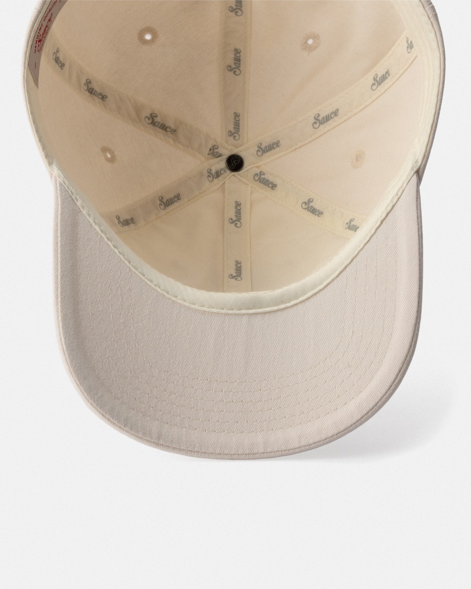 Beige cap with brand logo on a white background