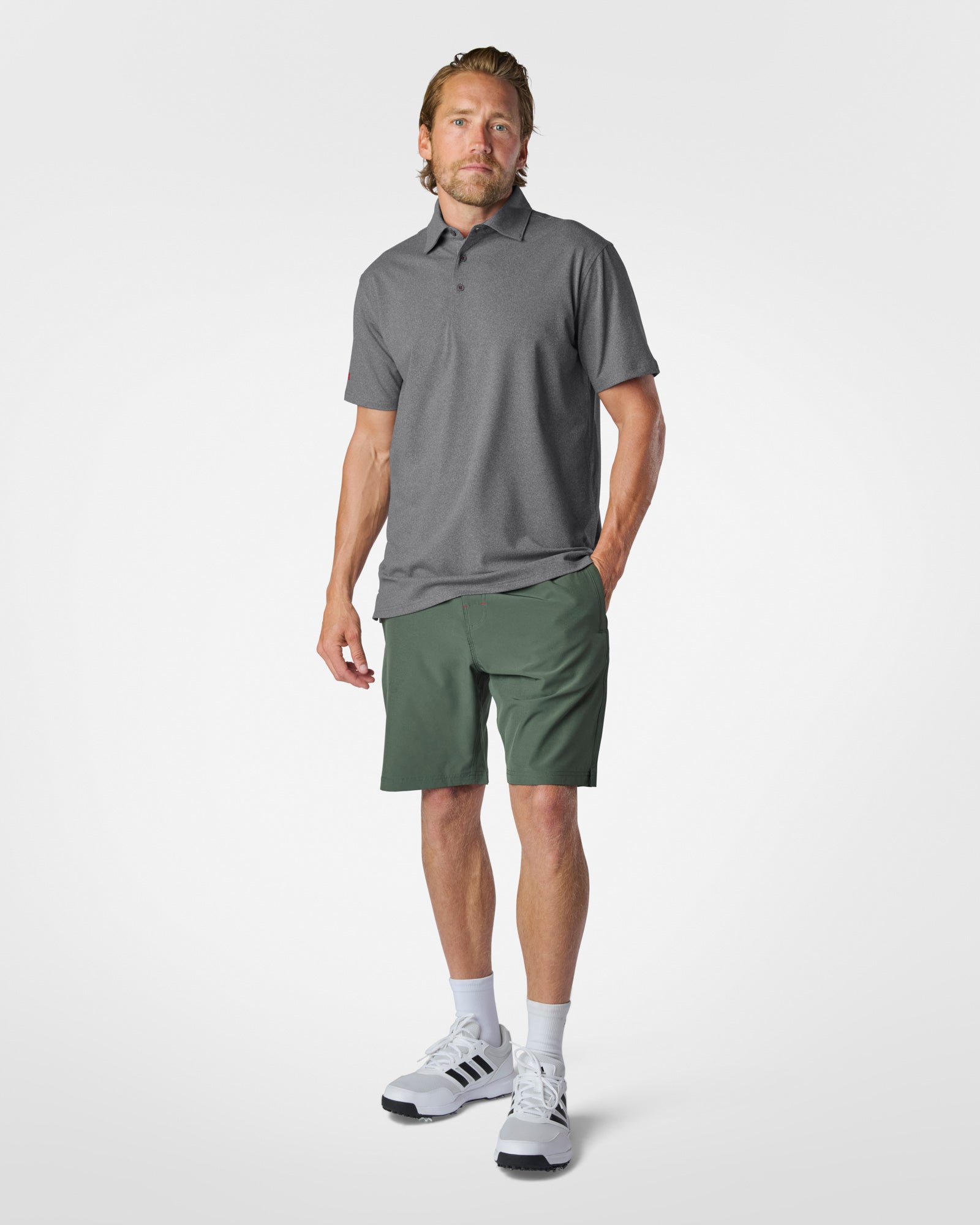 Luxeloom SS Performance Polo Shirt Heather Grey Polos The Sauce Basics