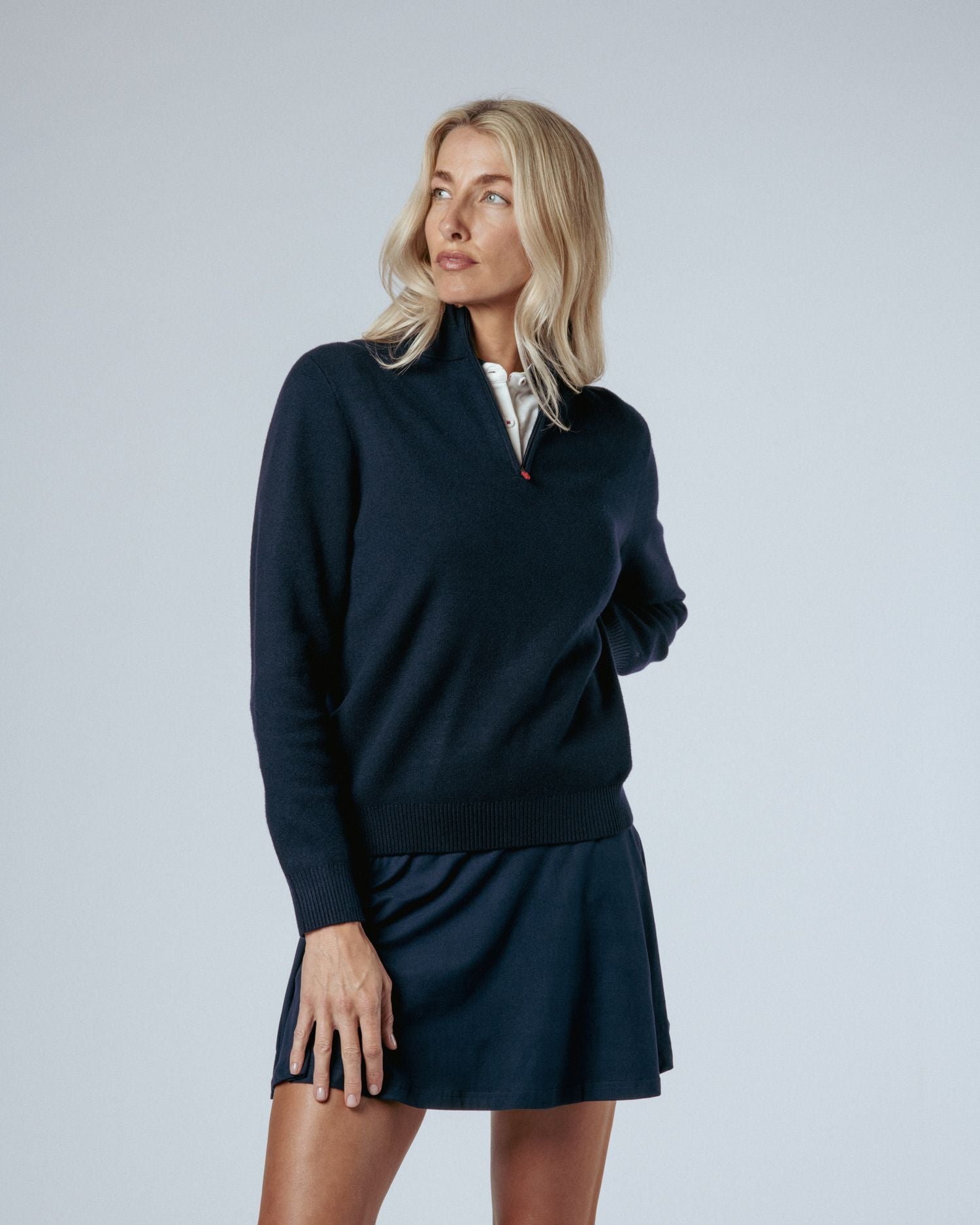 Womens Links Premium Knit Quarter Zip Navy